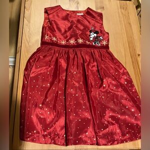 NWOT Disney Store Girls Red Holiday Minnie Mouse Embroidered Dress Size 5/6